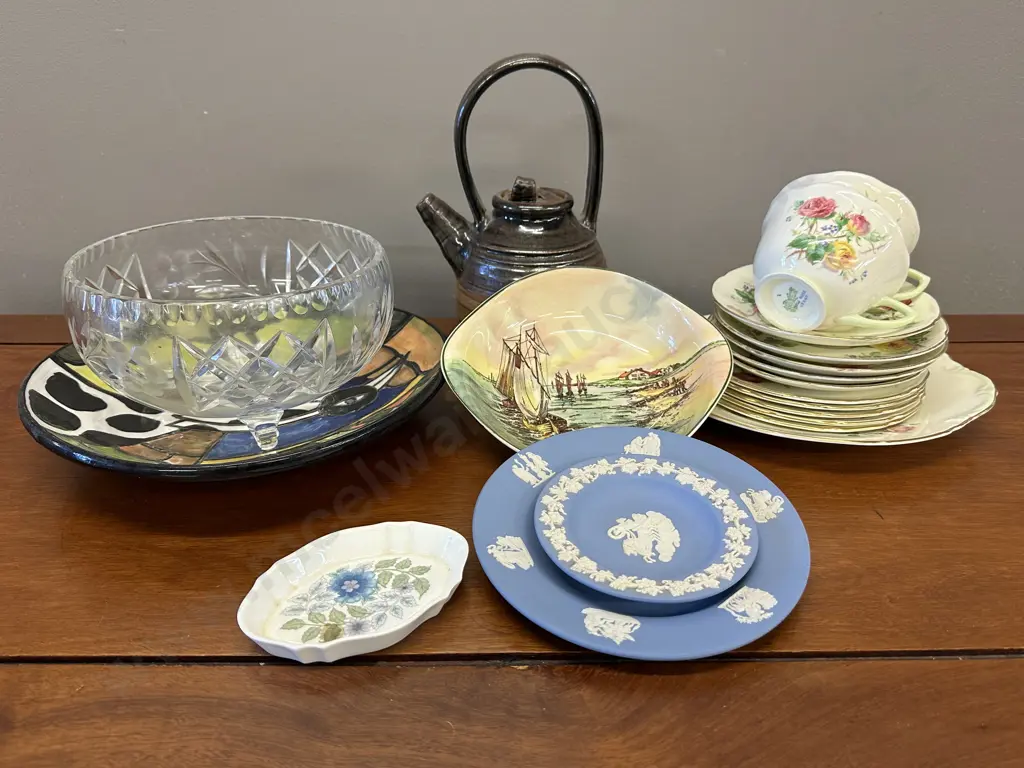 Assorted China Tea Ware, Crystal Bowl, Etc Image 1++